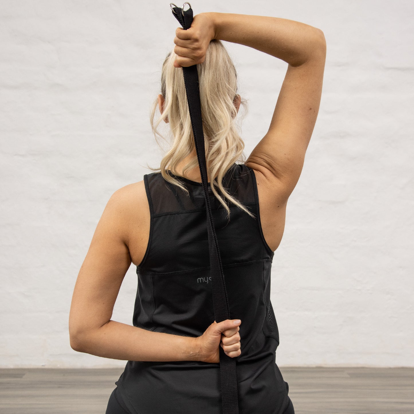 Kork-Yoga Stabilisations-Set aus 2 Kork-Blöcken und einem 2 in 1 Yogagurt - Schwarz