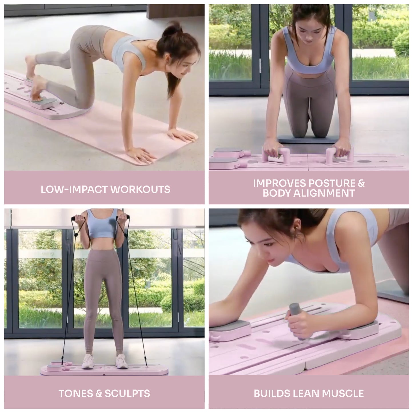 Tragbares Pilates Reformer Set - Rosa